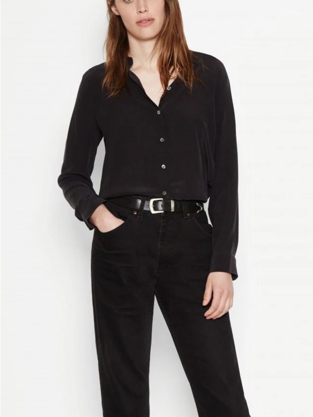 Equipment Black Silk Button-Up Blouse